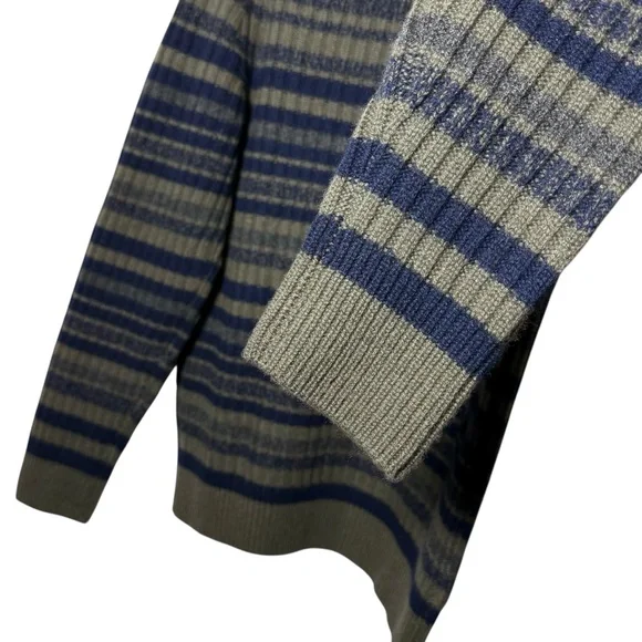 Naked Cashmere Dark Olive Multi Striped Crewneck Knit Sweater NWT Size Medium